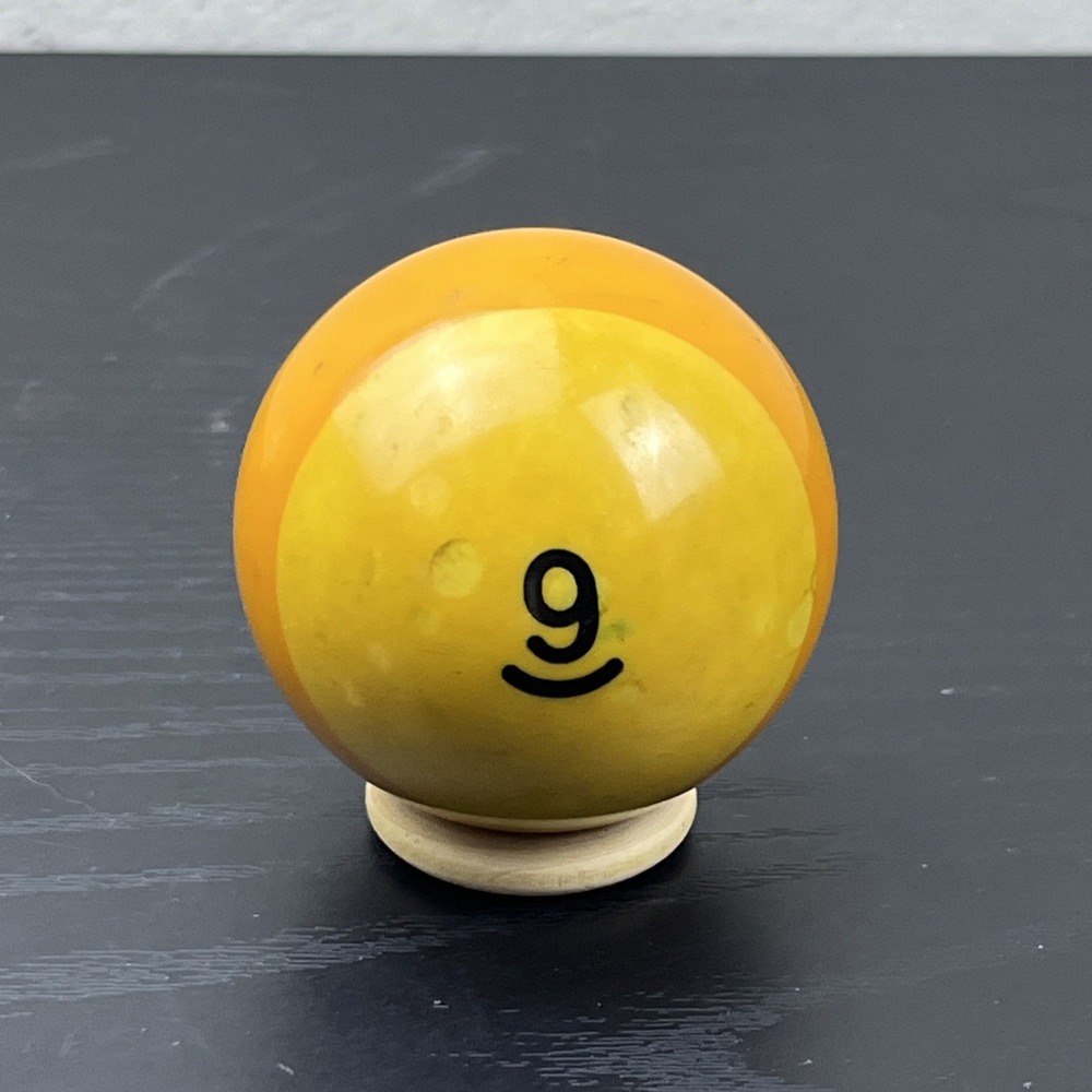 Vintage #9 Yellow Stripe Pool Billiard Ball 2 1/4" Replacement Single Ball